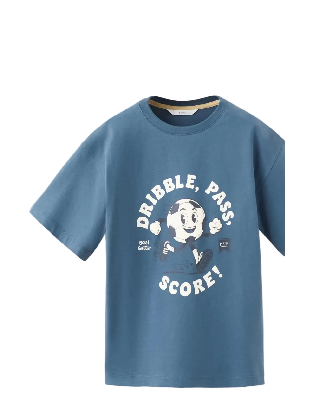 Mango Printed cotton-blend t-shirt - Overdele - MEDIUM BLUE / white