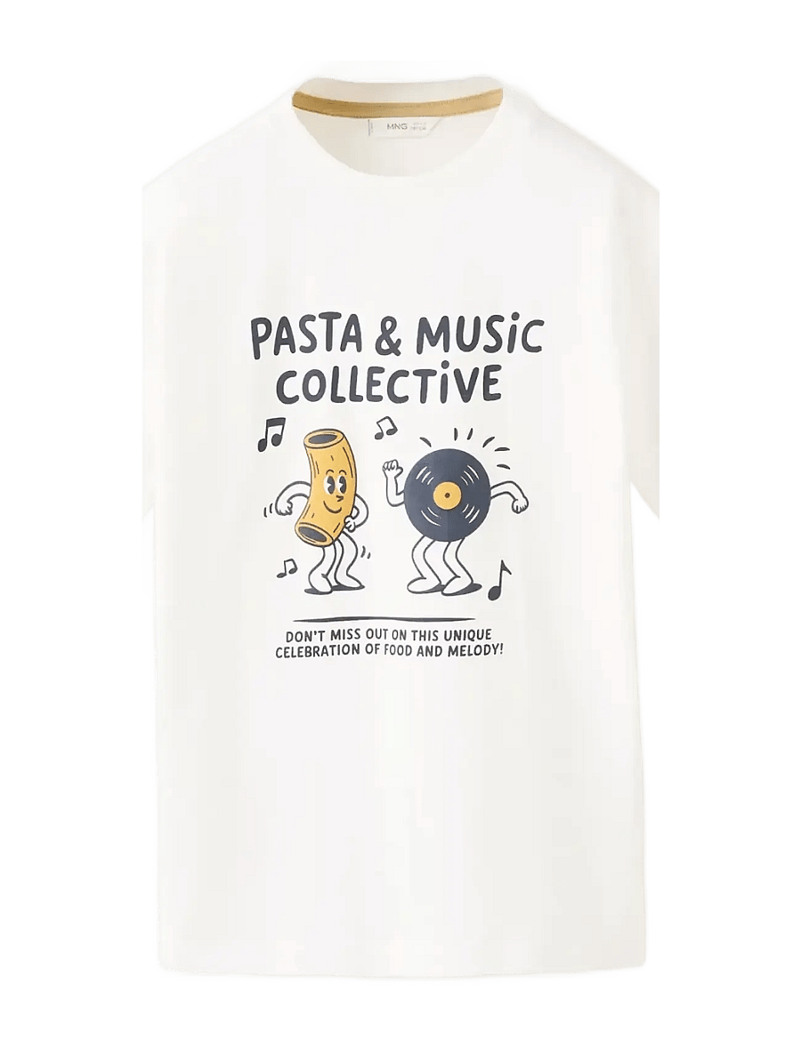 Mango - Printed cotton-blend t-shirt - kortärmade t-shirts - natural white - 0