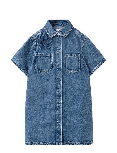 Mango Denim dress with flower detail - Klänningar & Kjolar - OPEN BLUE / blue