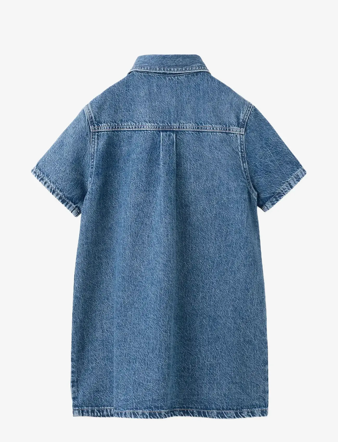 Mango - Denim dress with flower detail - kortærmede hverdagskjoler - open blue - 1
