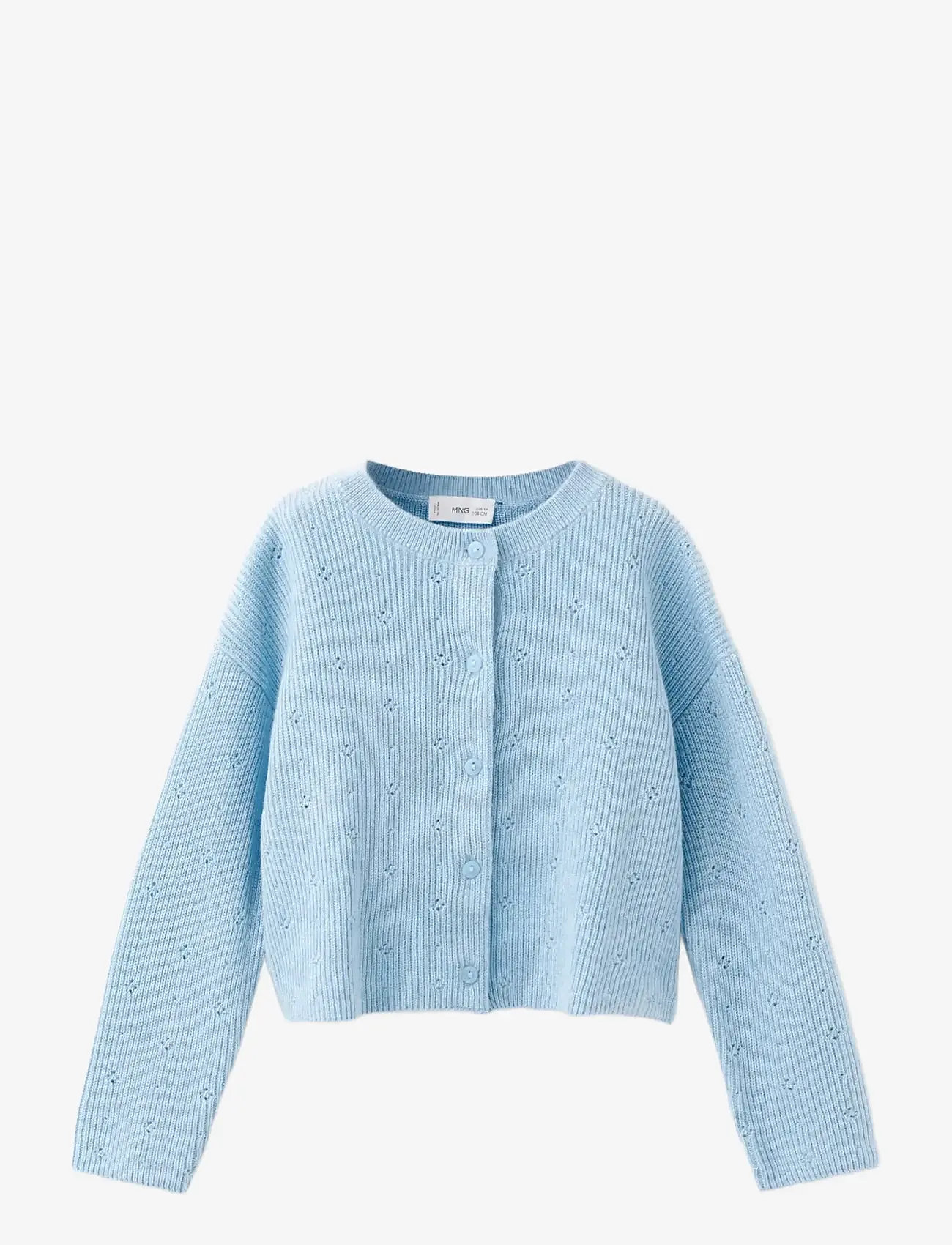 Mango - Openwork detail knit cardigan - cardigans - lt-pastel blue - 0