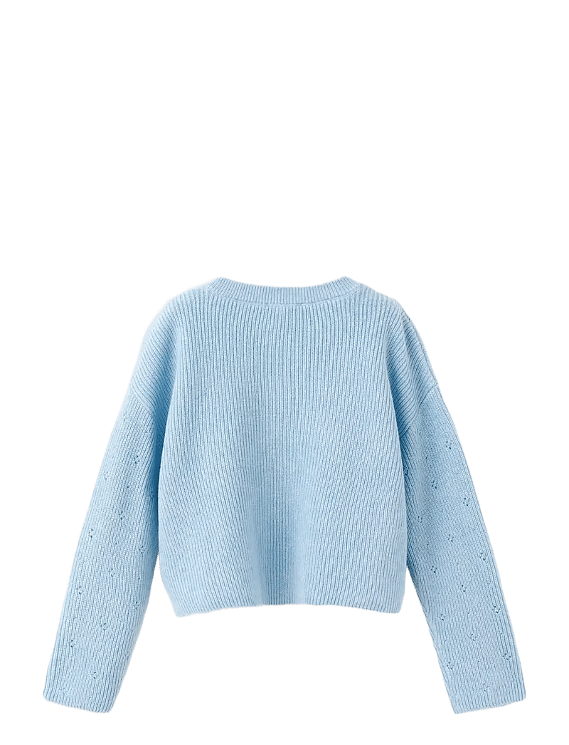 Mango - Openwork detail knit cardigan - koftor - lt-pastel blue - 1