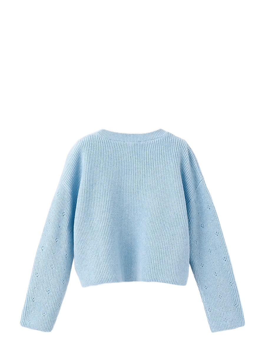 Mango - Openwork detail knit cardigan - koftor - lt-pastel blue - 1