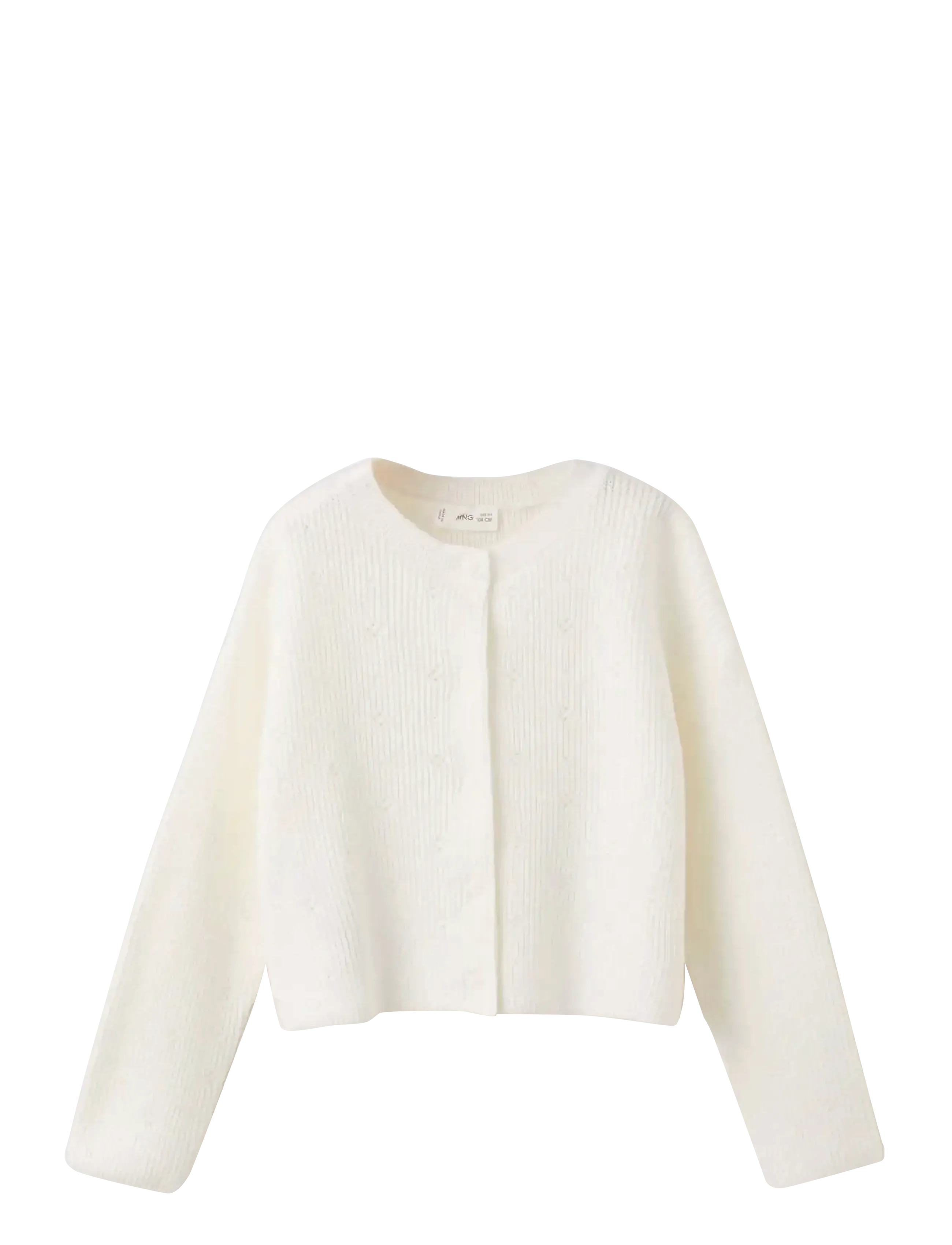 Mango Openwork Detail Knit Cardigan, 12-18M, Knitwear, Creme - Cardigans, Kinder
