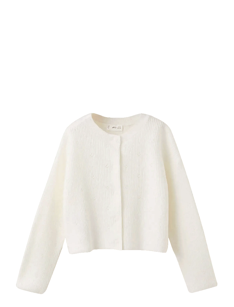 Mango - Openwork detail knit cardigan - koftor - natural white - 0