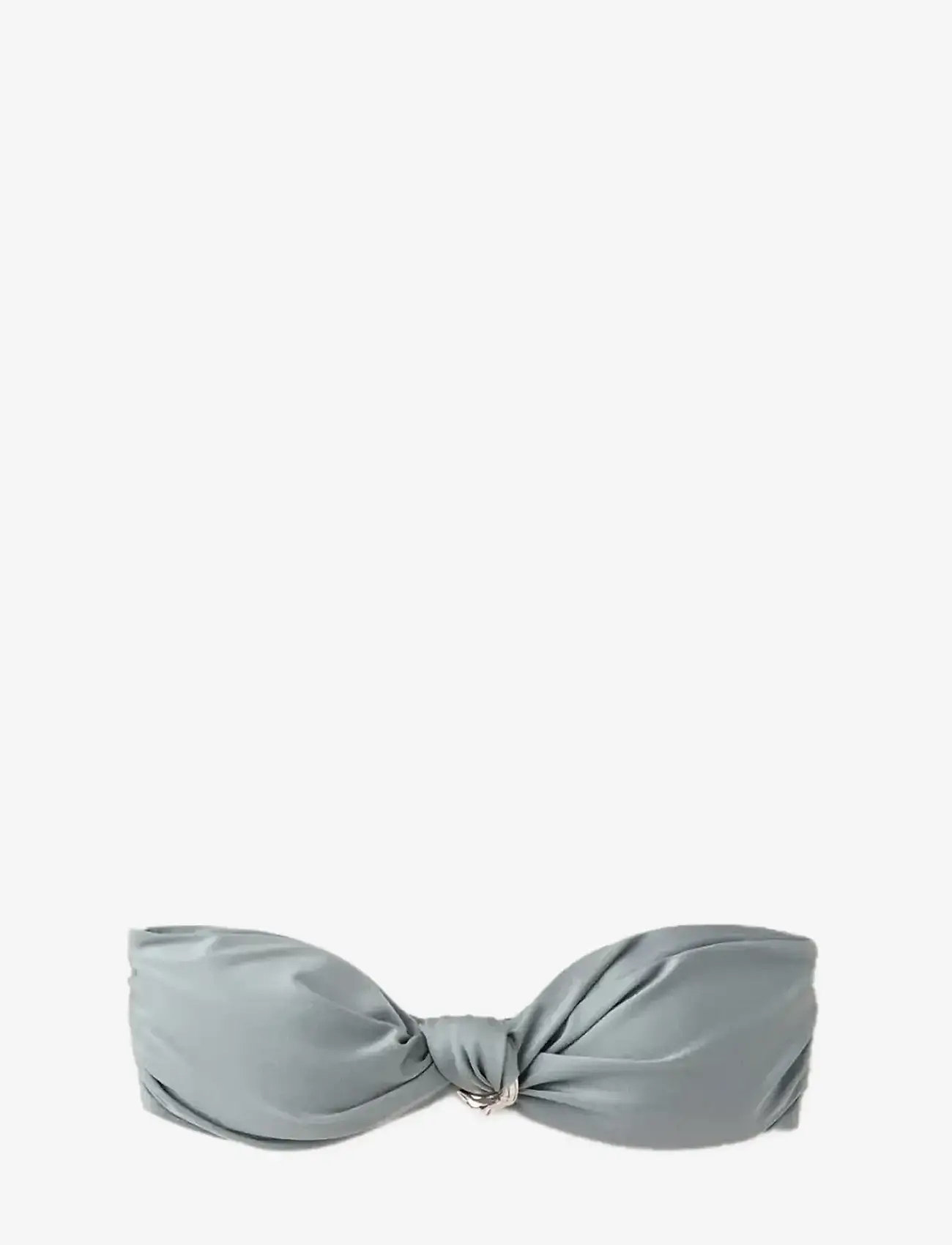 Mango - Metallic detail bandeau bikini top - bandeau-bikini-oberteile - grey - 1