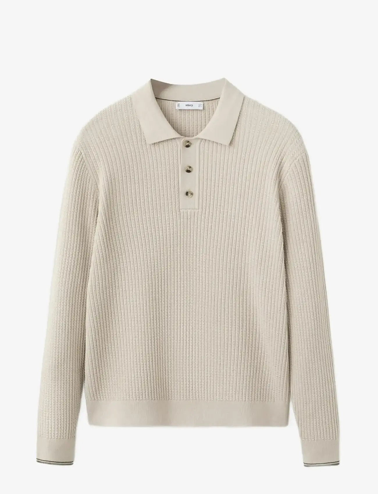 Mango - Cotton-blend braided knitted sweater - gestrickte polohemden - lt pastel brown - 1