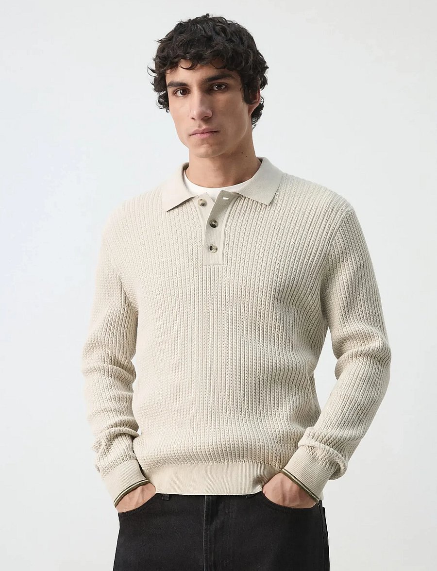 Mango - Cotton-blend braided knitted sweater - långärmade stickade pikétröjor - lt pastel brown - 0