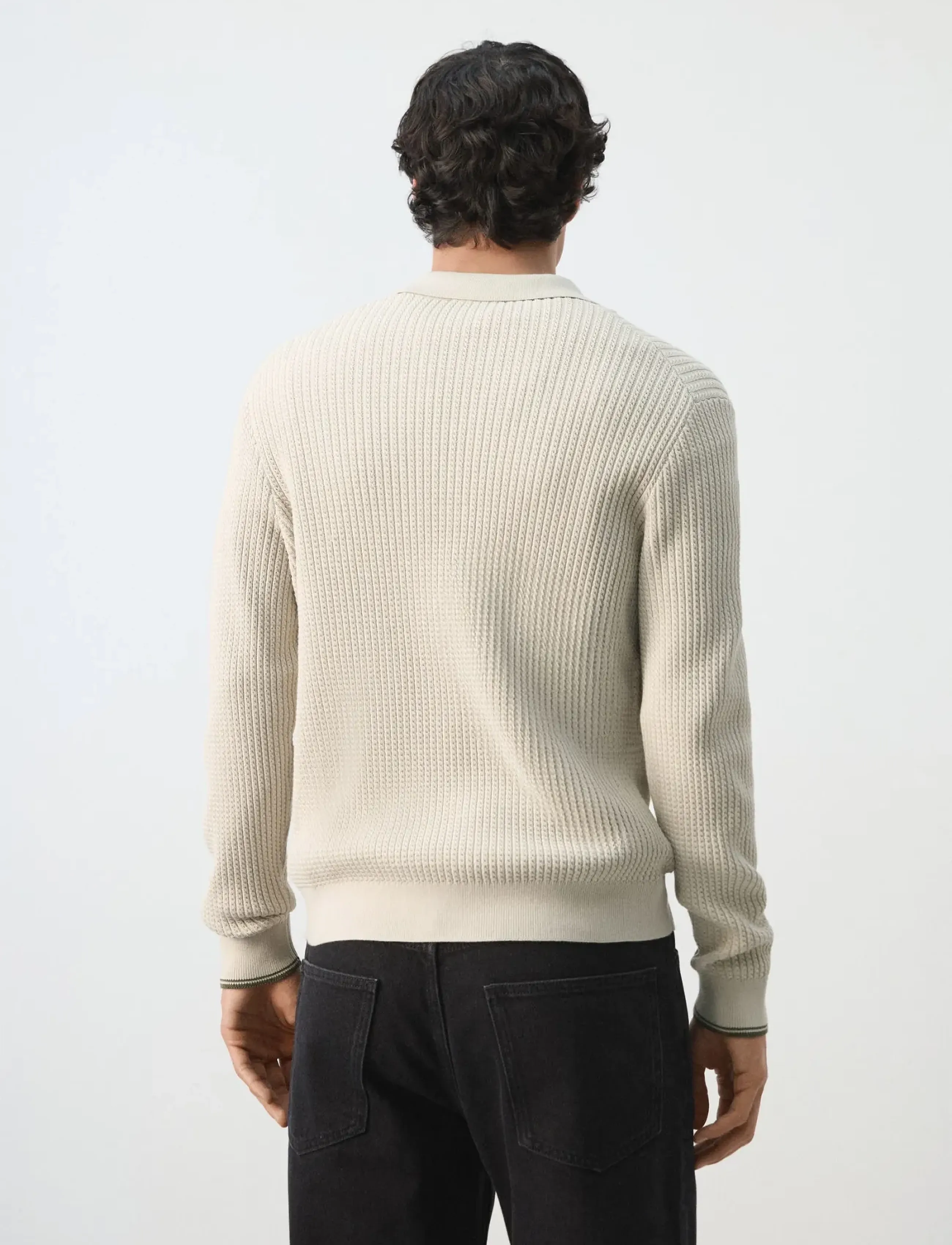 MANGO Cable-Knit Cotton-Blend Polo Shirt polotröjor herr – bild 2