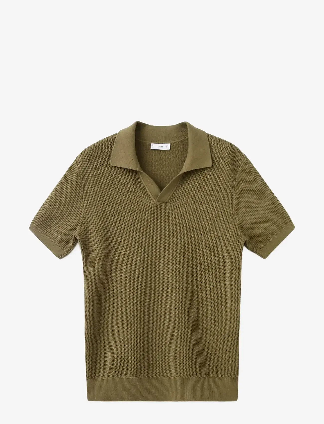 Mango - 100% cotton knitted polo structure - laveste priser - beige - khaki - 1