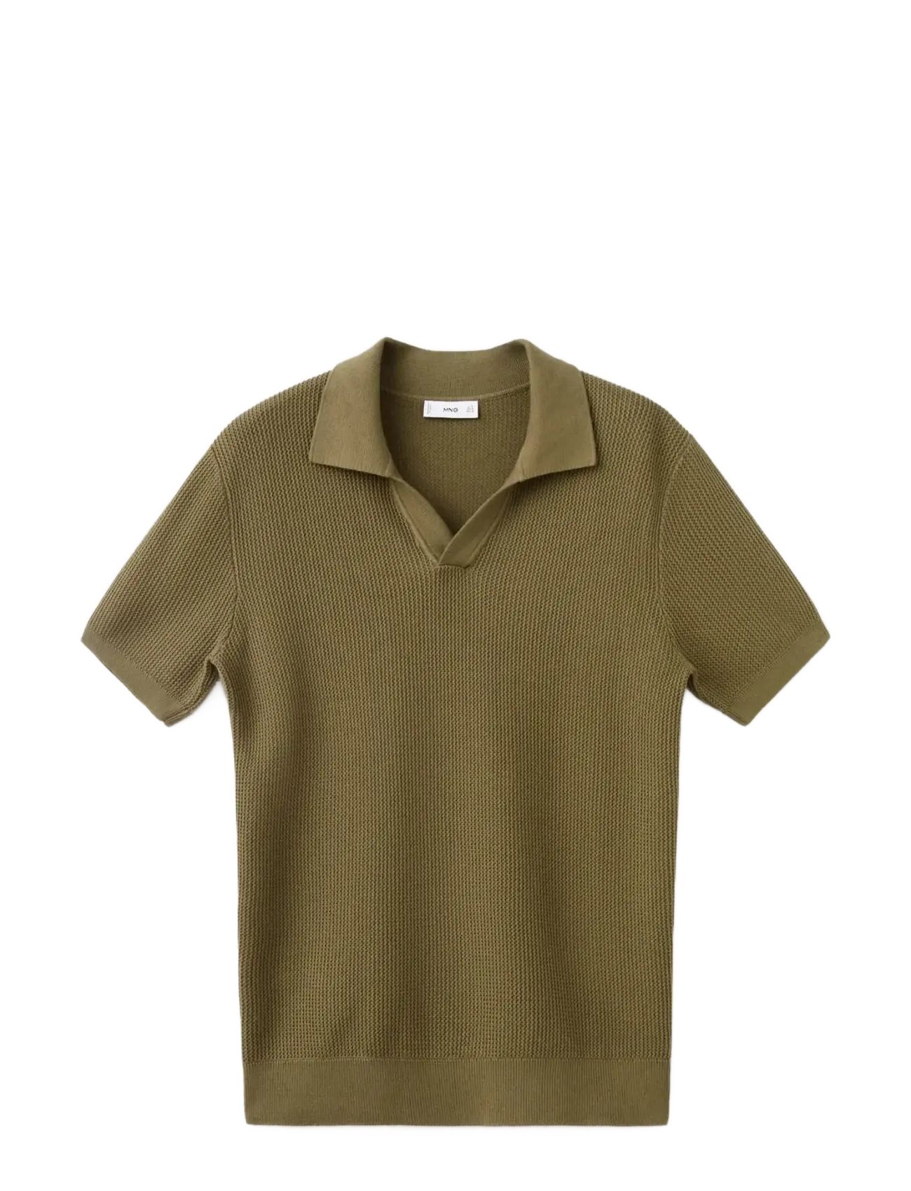 Mango 100% cotton knitted polo structure - Strickmode - BEIGE - KHAKI / khaki/green