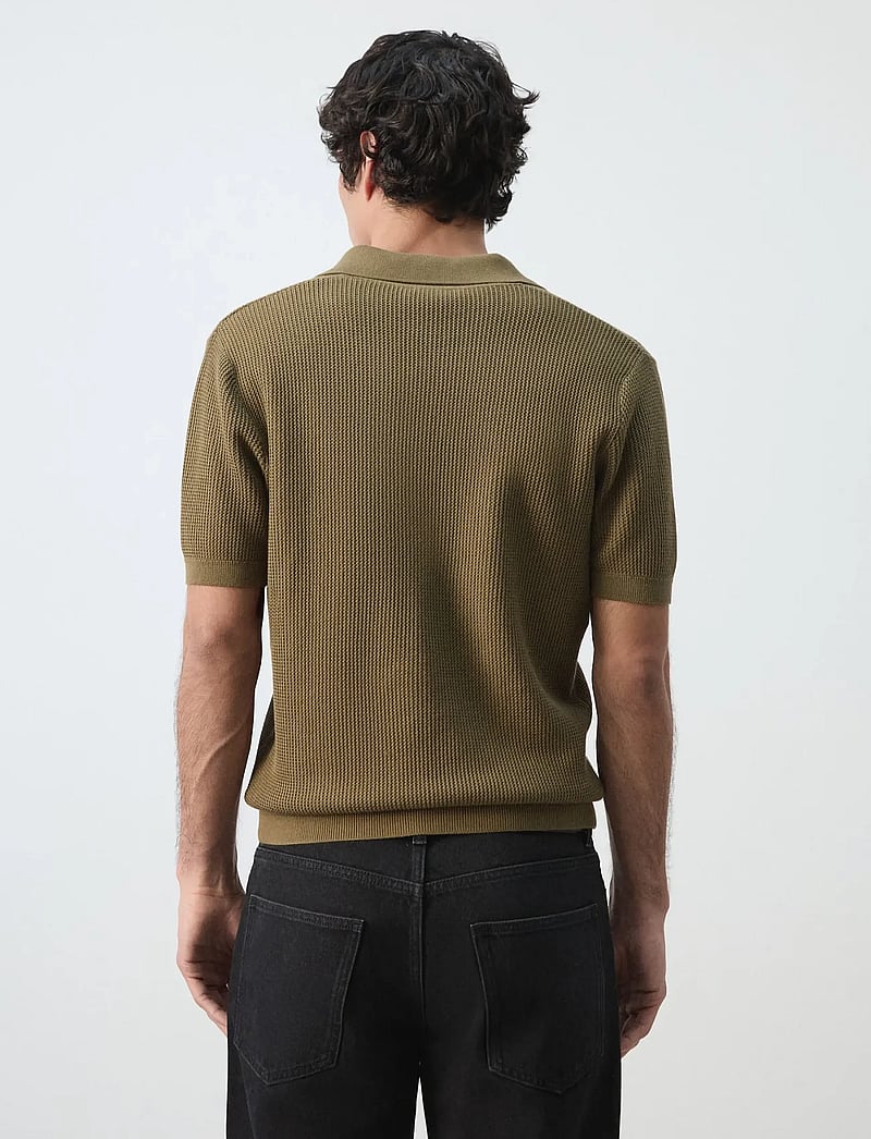 Mango - 100% cotton knitted polo structure - stickade pikéer - beige - khaki - 2