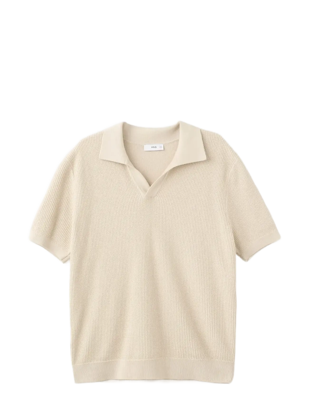 Mango 100% cotton knitted polo structure - Deals - LT PASTEL BROWN / beige