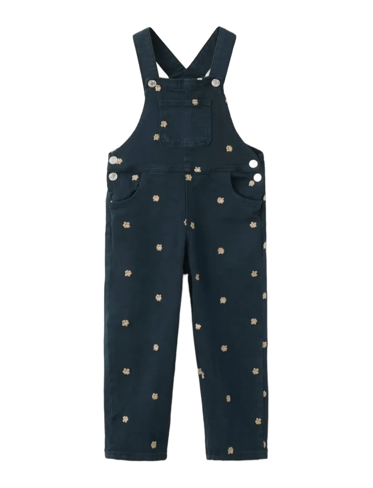 Mango Long embroidered floral dungarees - Hängselbyxor - NAVY / navy