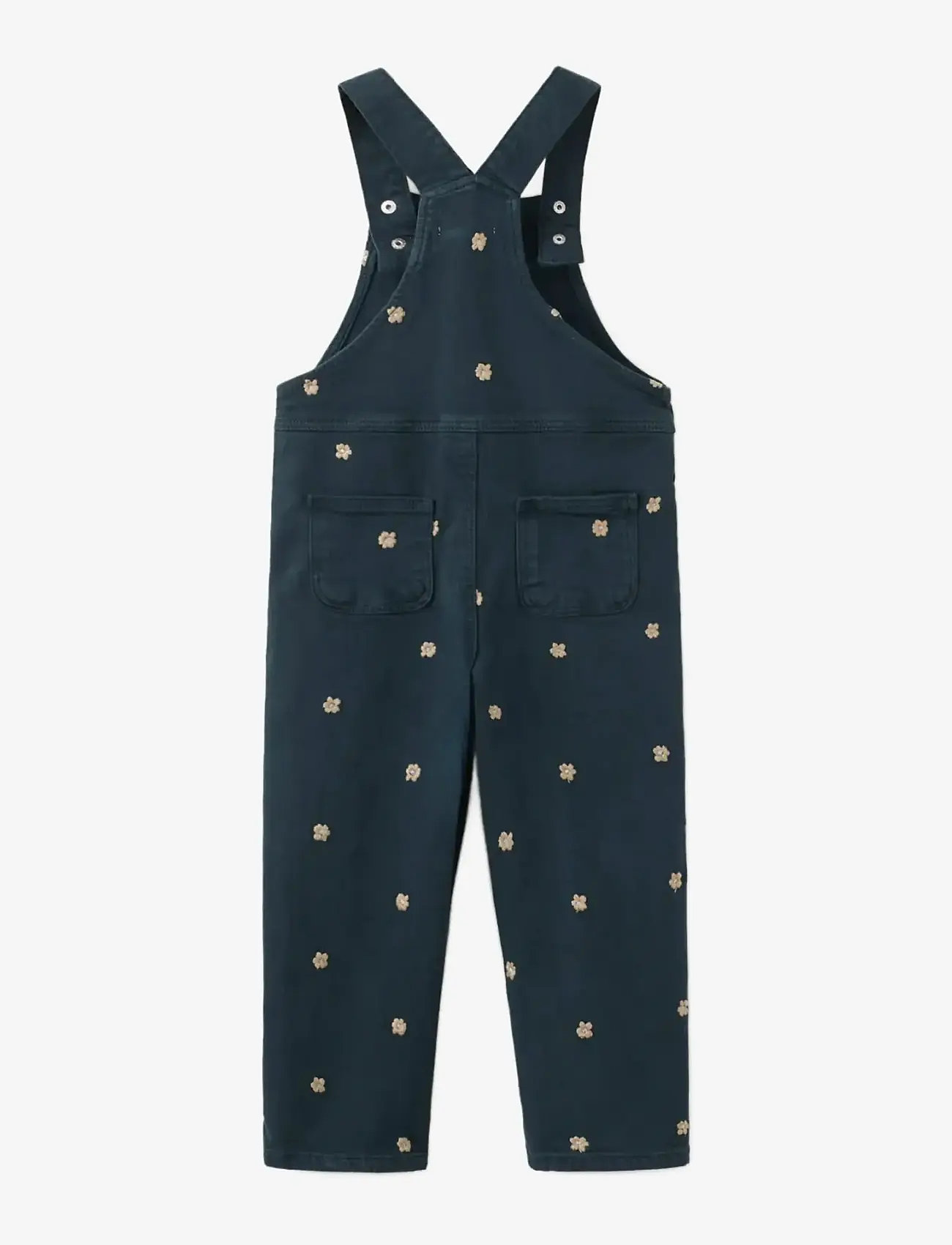 Mango - Long embroidered floral dungarees - overalls - navy - 2