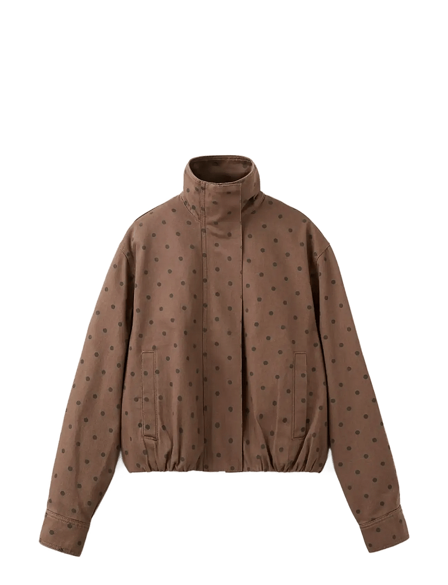 Mango - Denim bomber jacket with polka dots - vårjackor - dark brown - 1