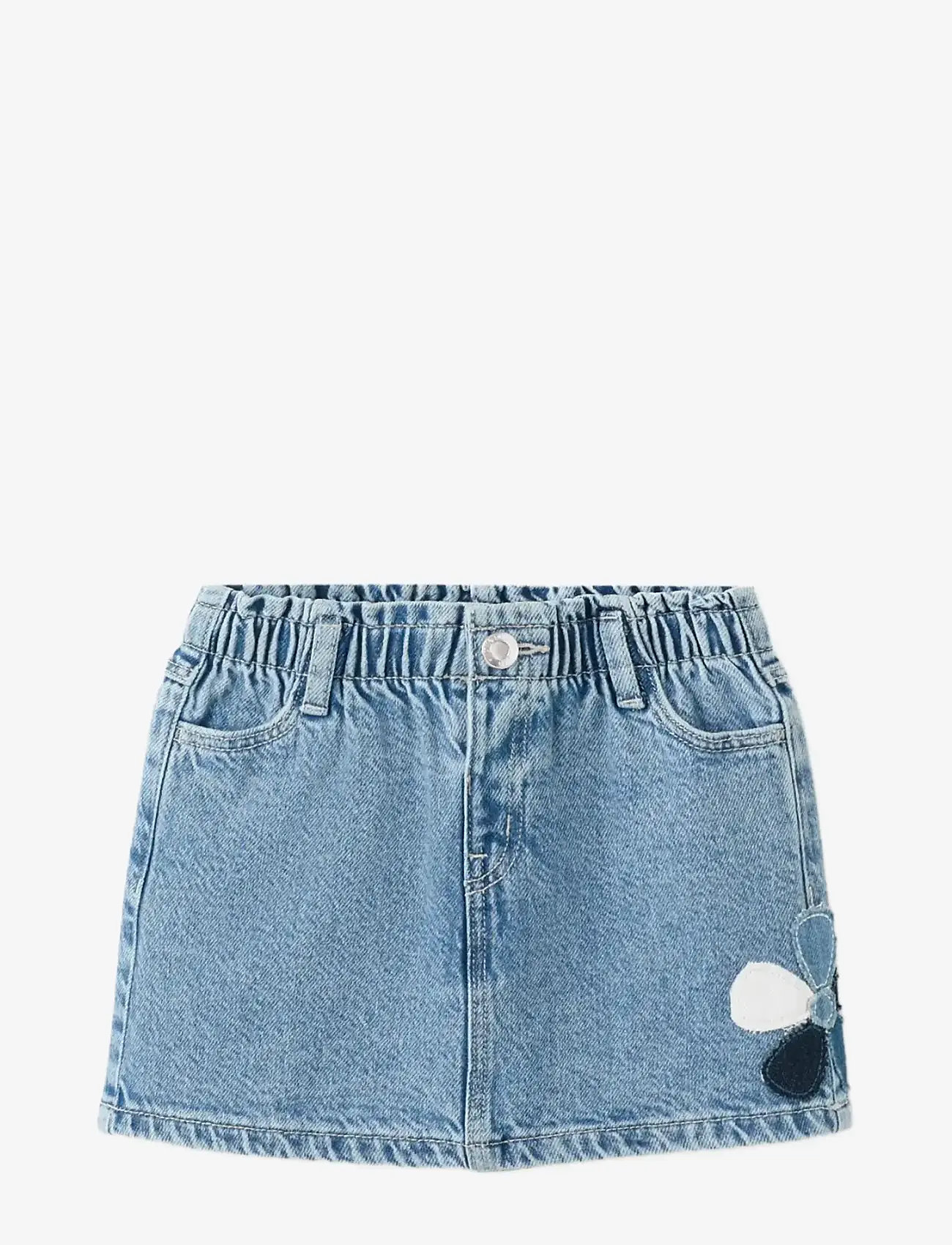 Mango - Denim skirt with flower detail - denimnederdele - open blue - 0