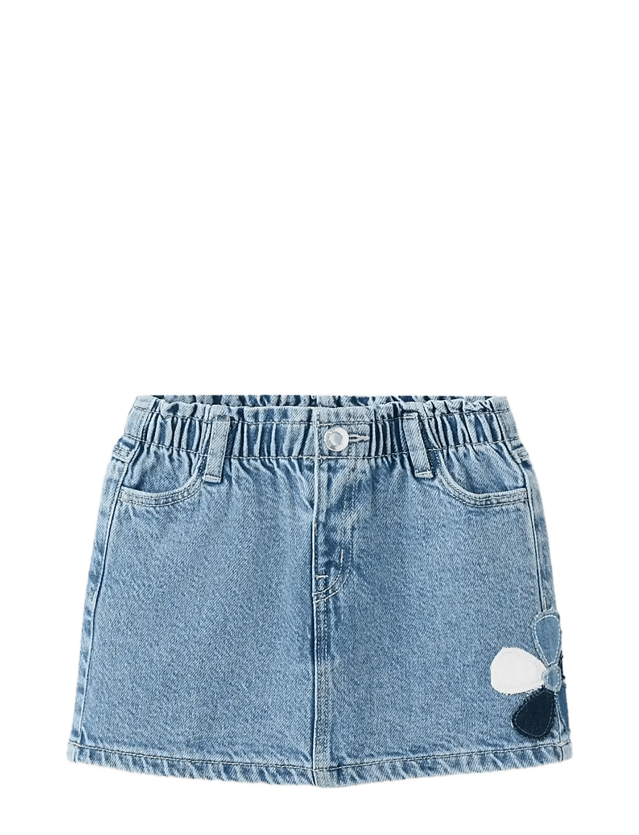 Mango - Denim skirt with flower detail - denimnederdele - open blue - 0