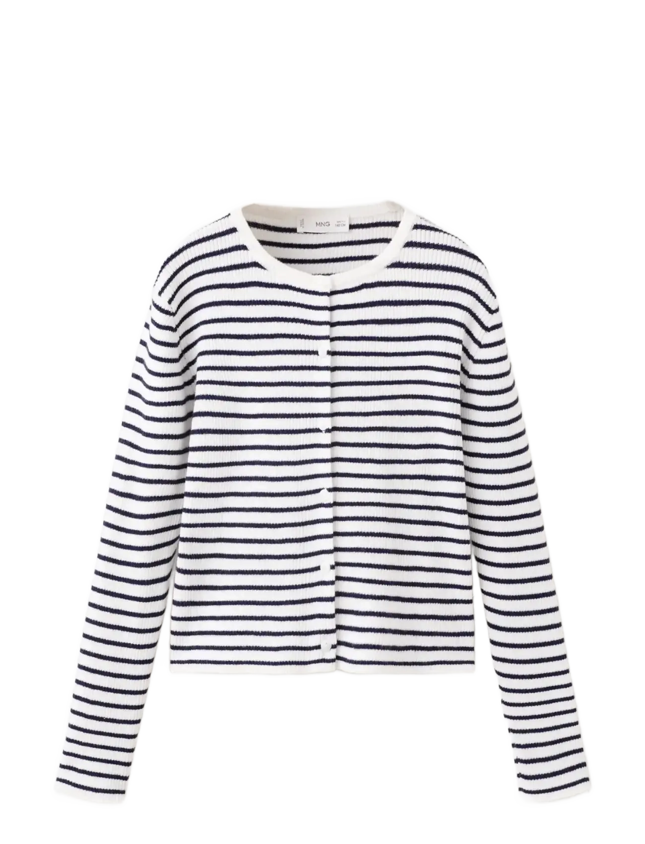 Mango Stripped knit cardigan - Oberteile - NATURAL WHITE / navy