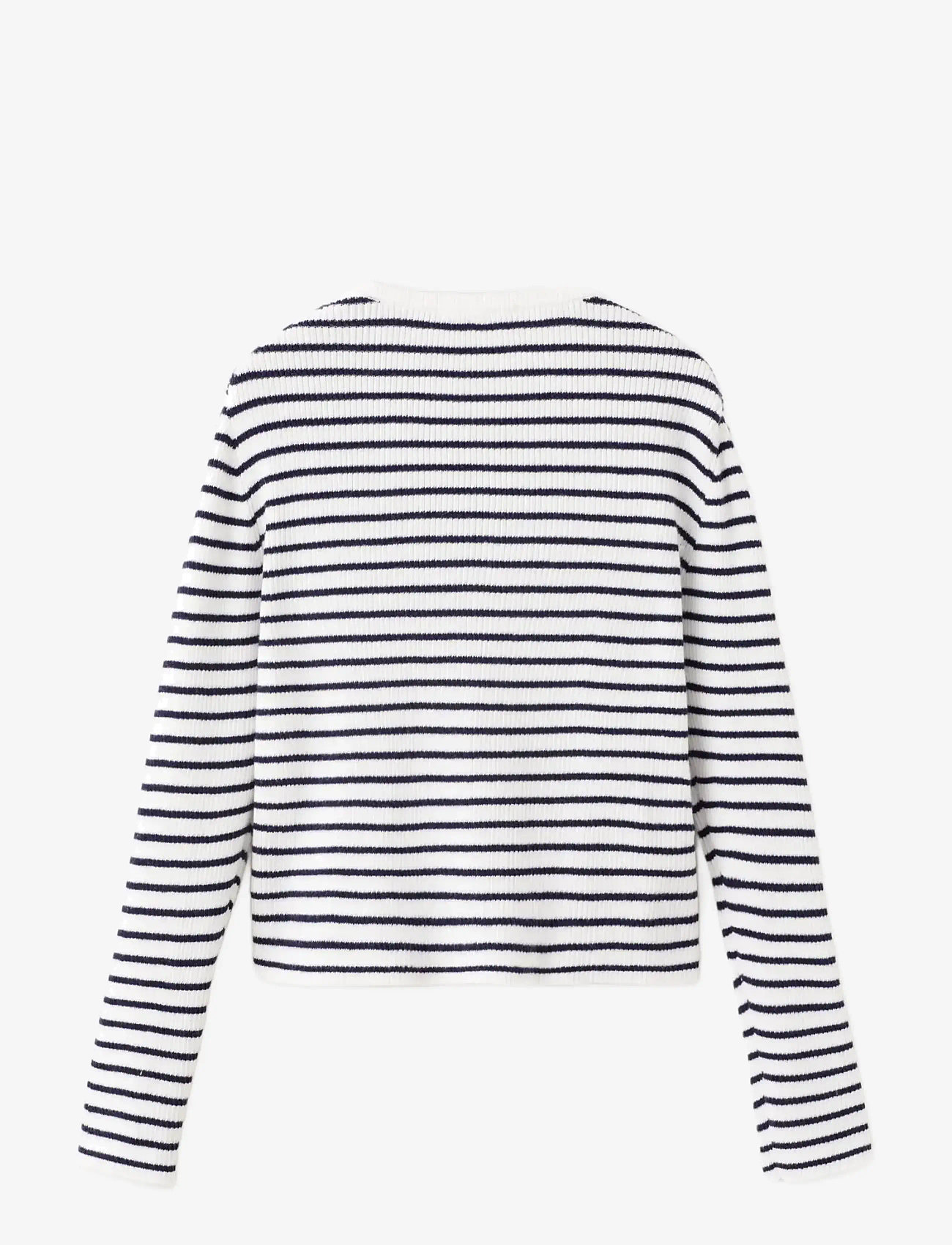 Mango - Stripped knit cardigan - cardigans - natural white - 1