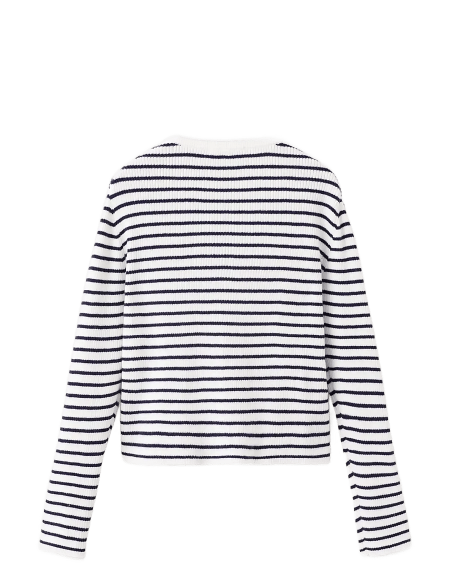 Mango - Stripped knit cardigan - cardigans - natural white - 1
