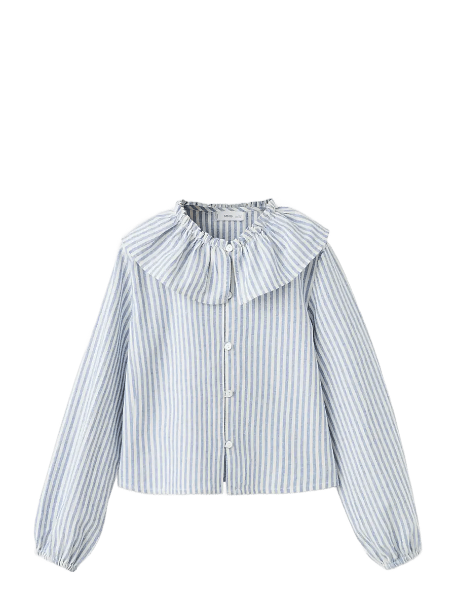 Mango - Babydoll stripe shirt - langermede skjorter - medium blue - 0