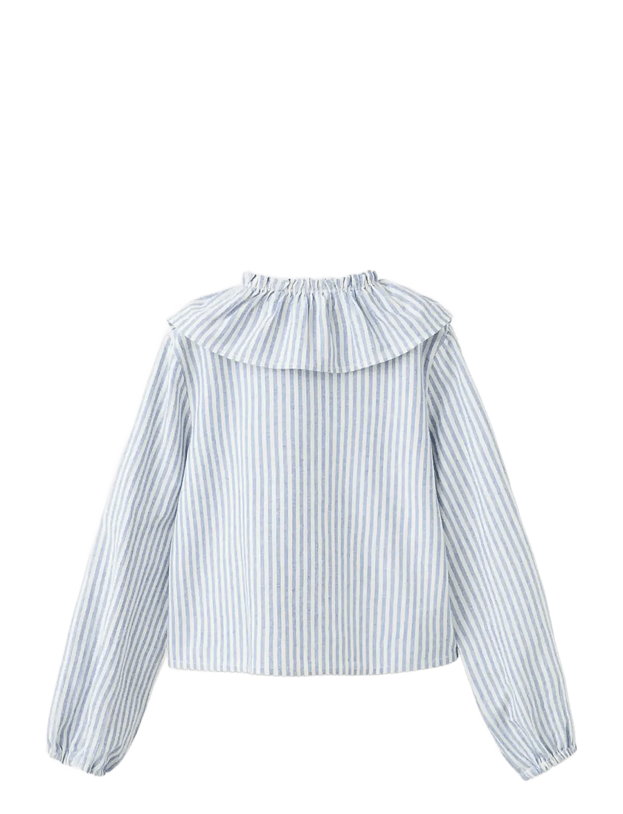 Mango - Babydoll stripe shirt - langermede skjorter - medium blue - 1