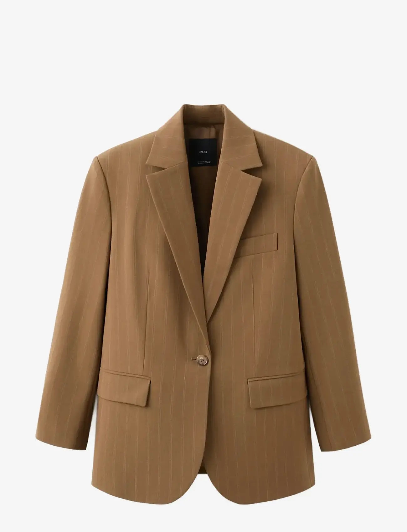 Mango - Pinstripe suit blazer - enkeltradede blazere - dark brown - 1