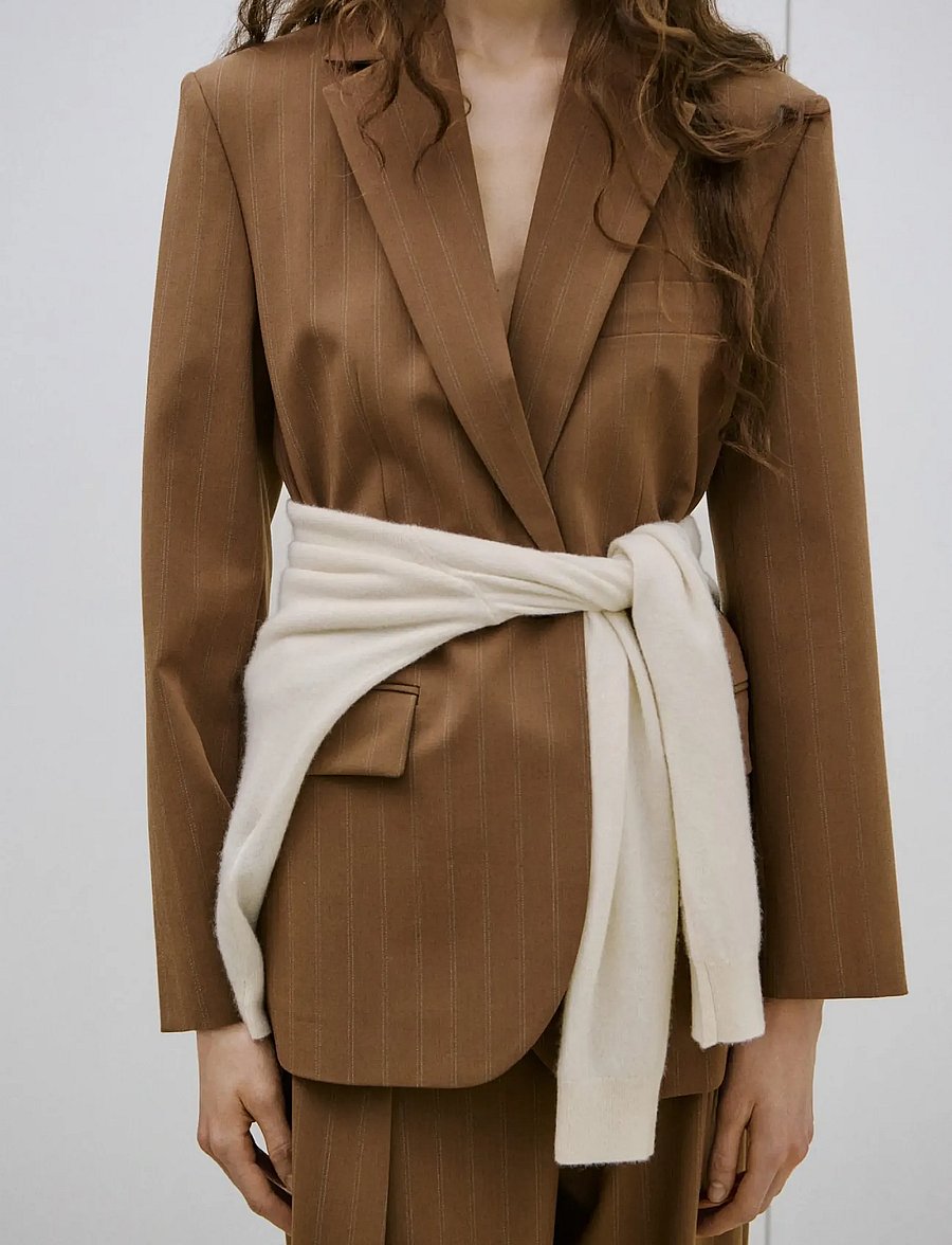 Mango - Pinstripe suit blazer - einreihige blazer - dark brown - 0