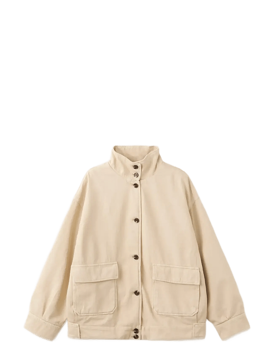 Mango - Denim parka with a stand-up collar - parkas - yellow - 1