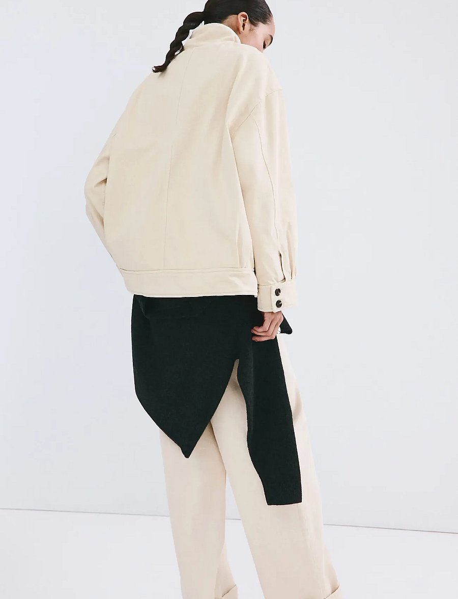 Mango - Denim parka with a stand-up collar - parkas - yellow - 2