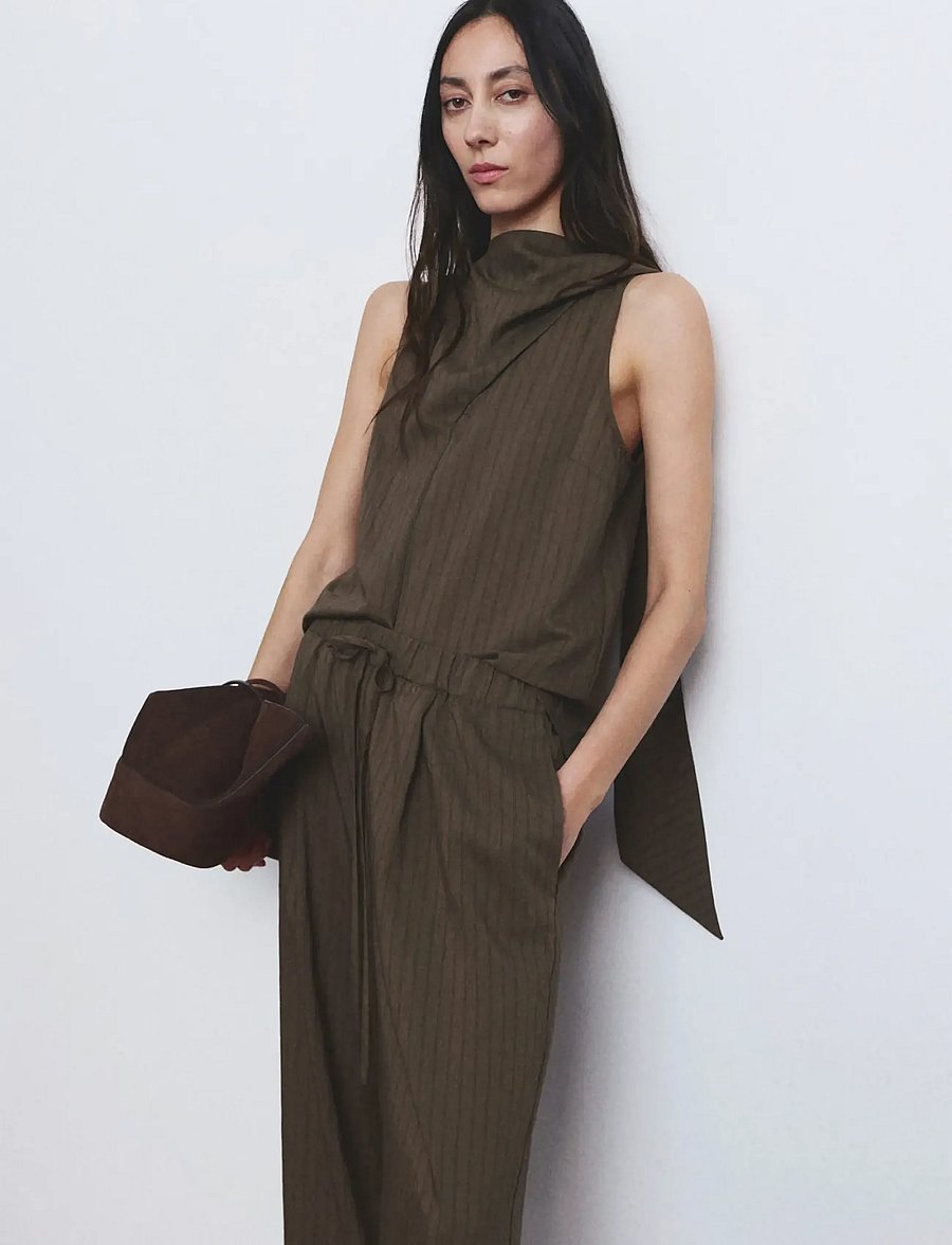 Mango - Striped foulard top - Ärmellose blusen - brown - 0