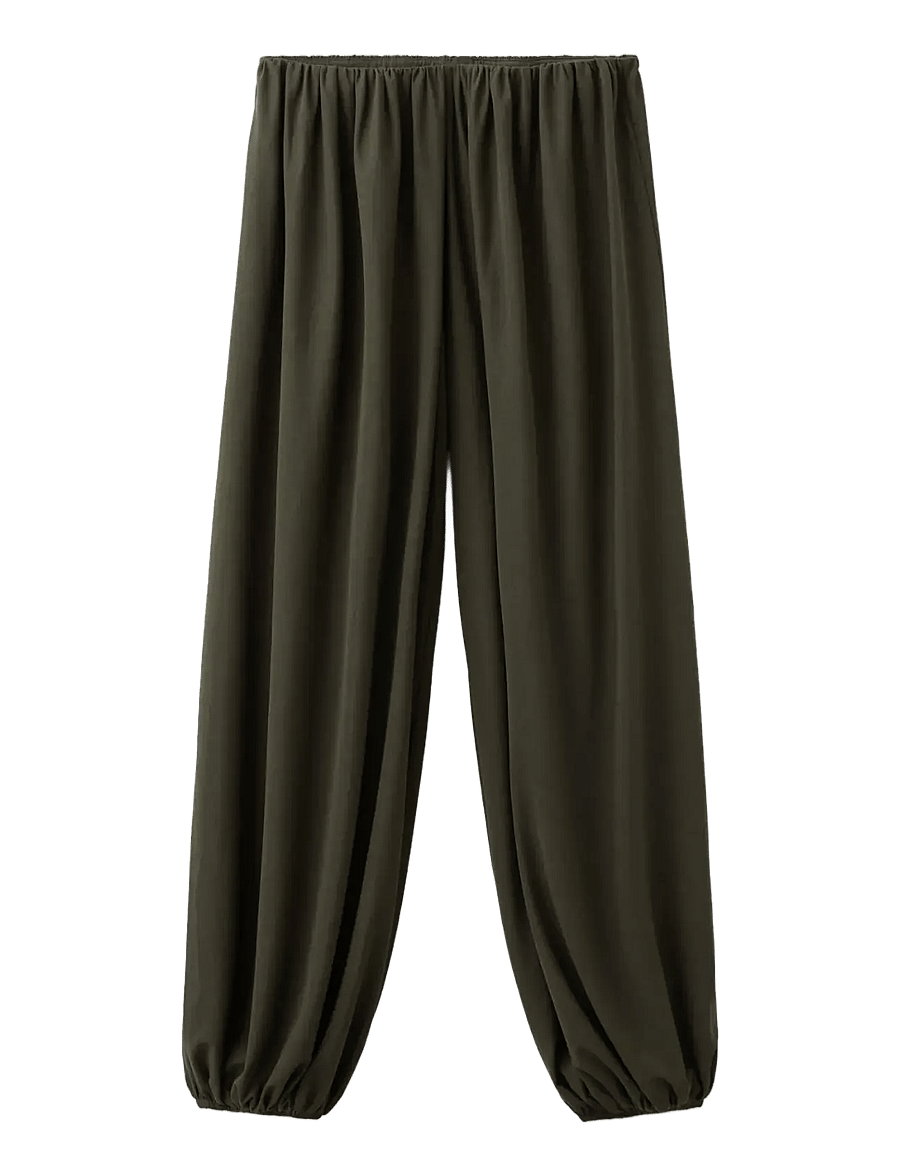 Mango - Mid-rise harem pants - hosen mit geradem bein - beige - khaki - 1