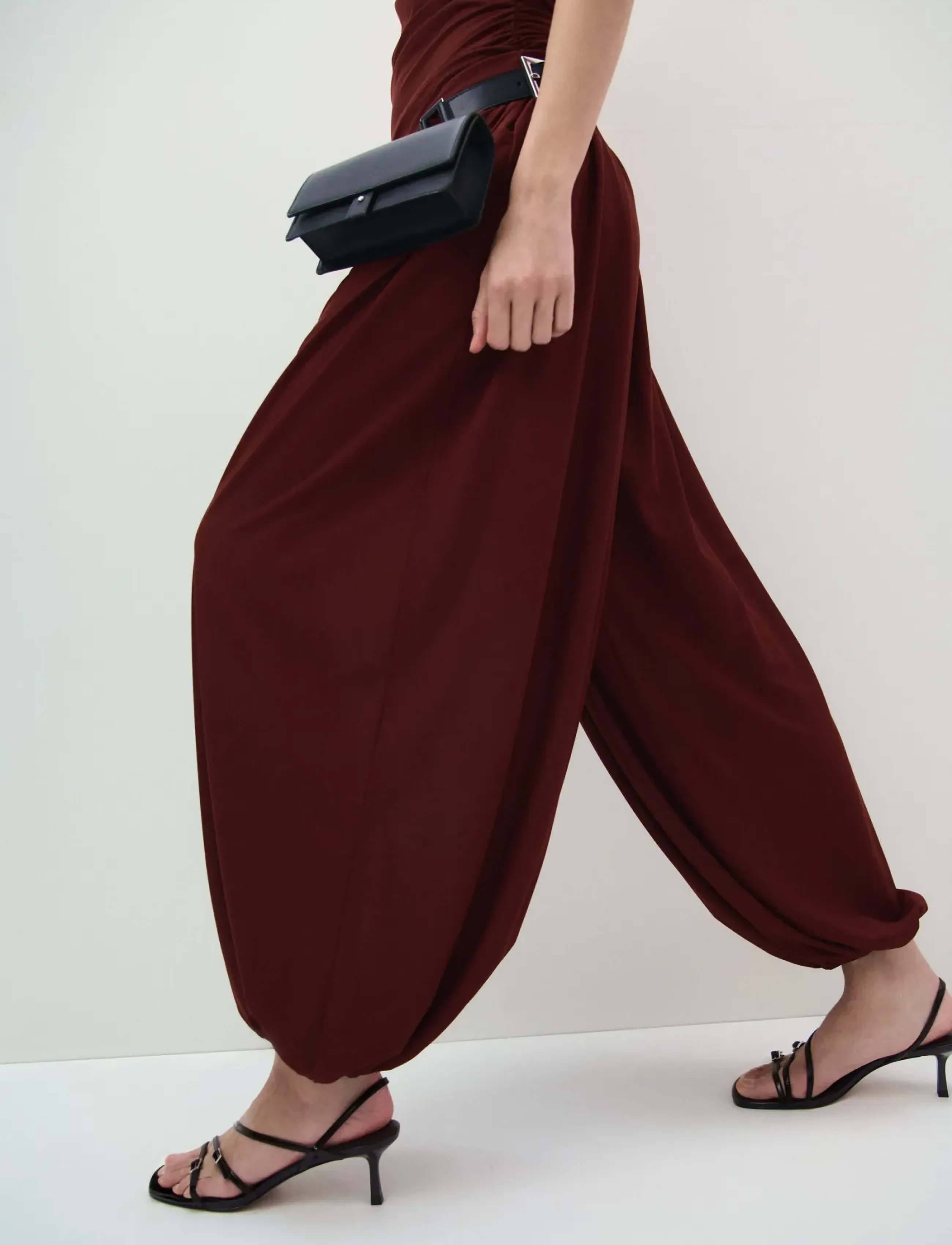 Mango Mid-Rise Harem Pants, Kvinder, Mid-Rise Harem Bukser, Bordeaux, Str: M