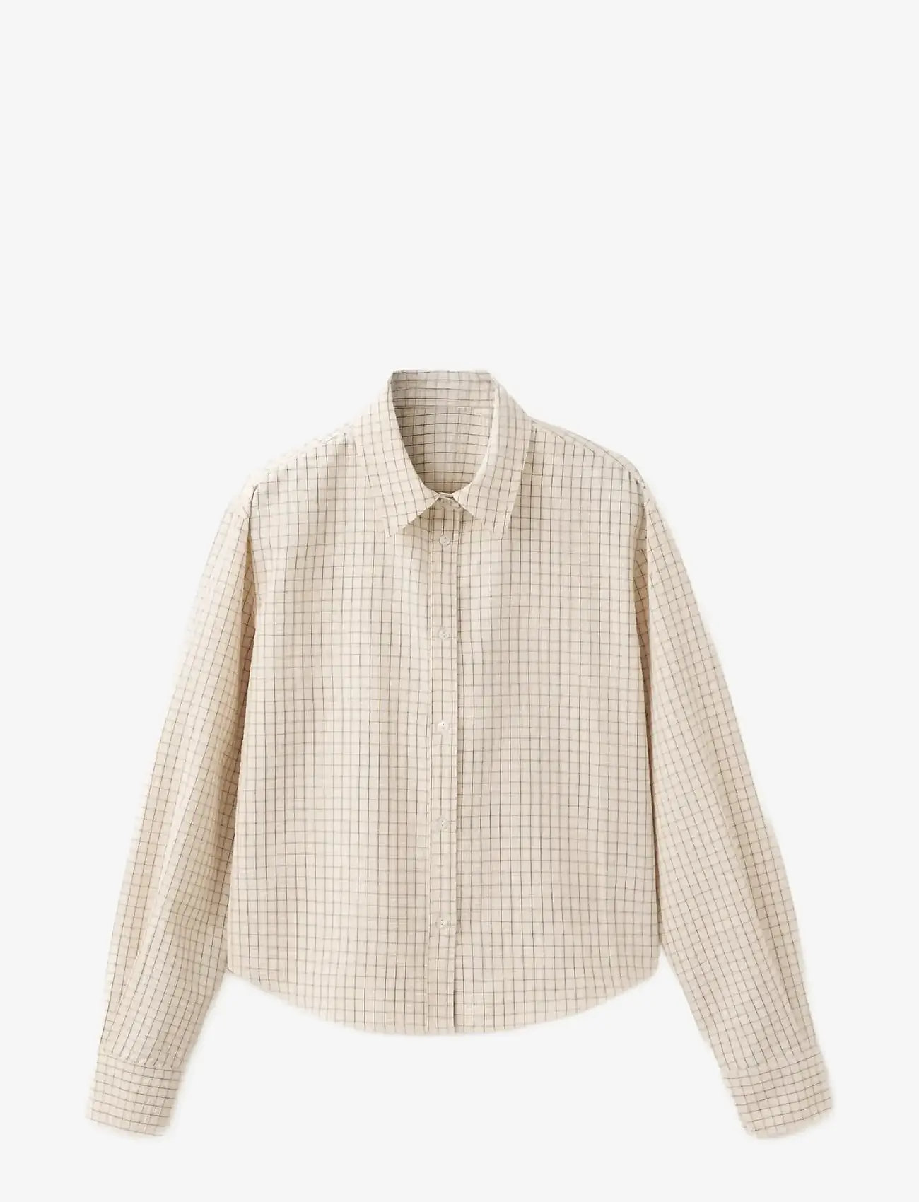 Mango - Straight checkered shirt - långärmade skjortor - brown - 1
