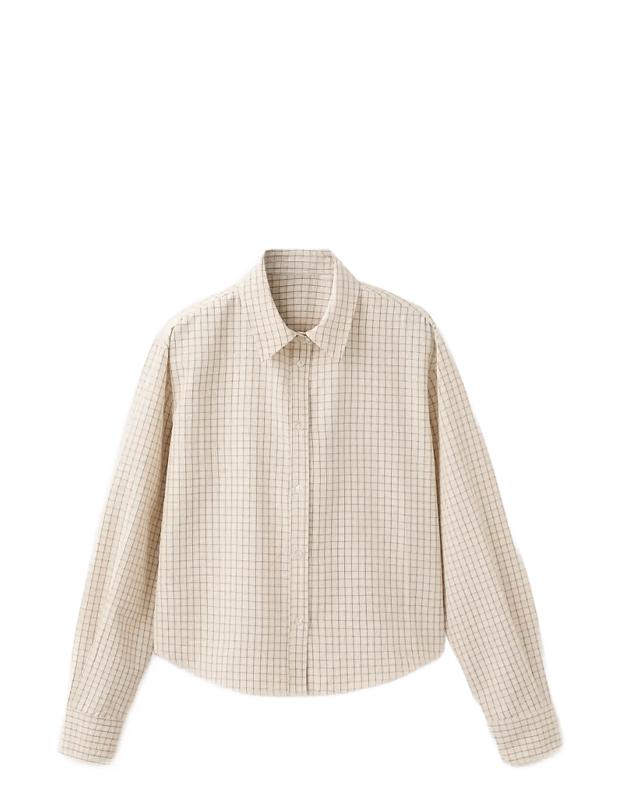 Mango - Straight checkered shirt - langærmede skjorter - brown - 1