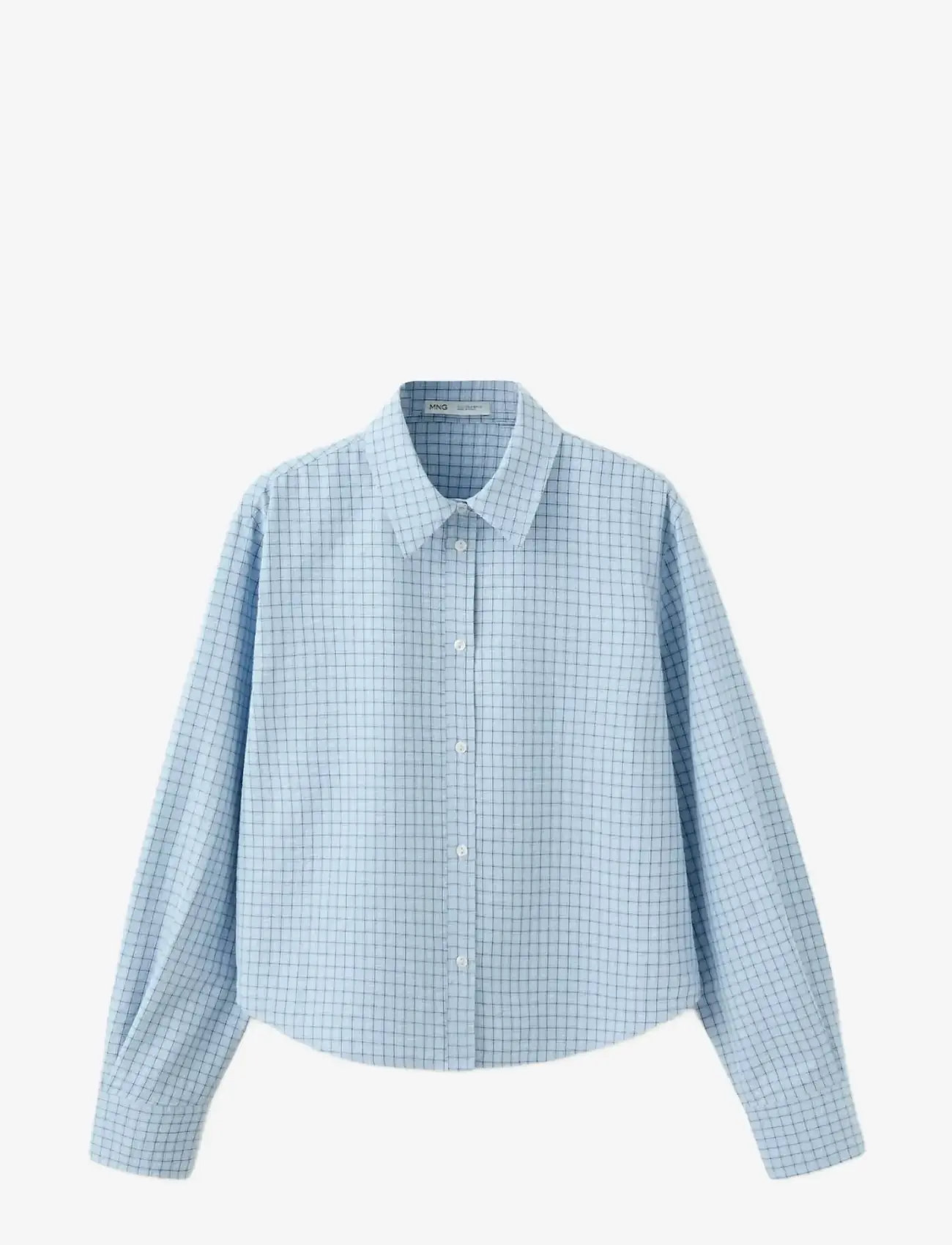 Mango - Straight checkered shirt - langärmlige hemden - lt-pastel blue - 1