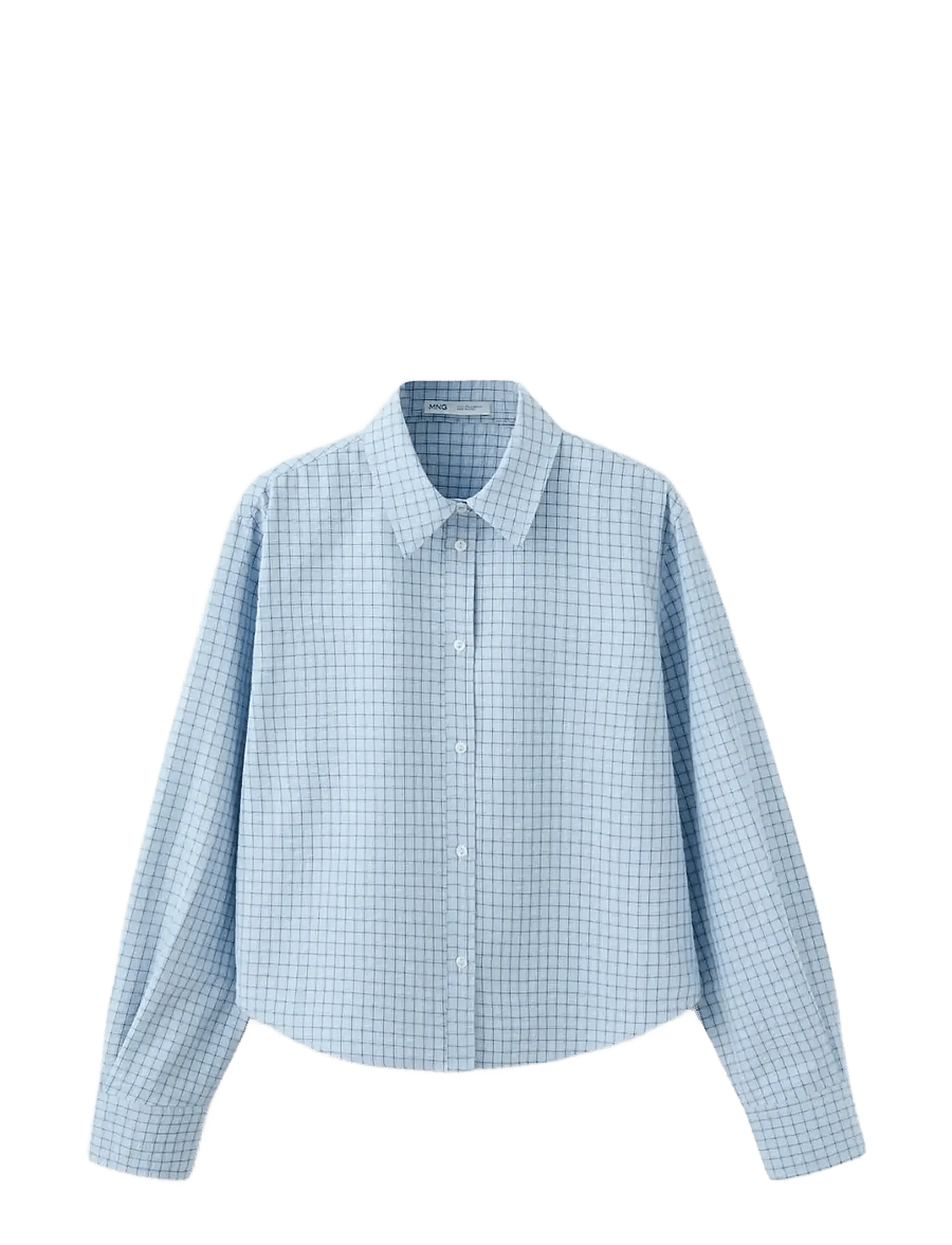 Mango - Straight checkered shirt - langærmede skjorter - lt-pastel blue - 1