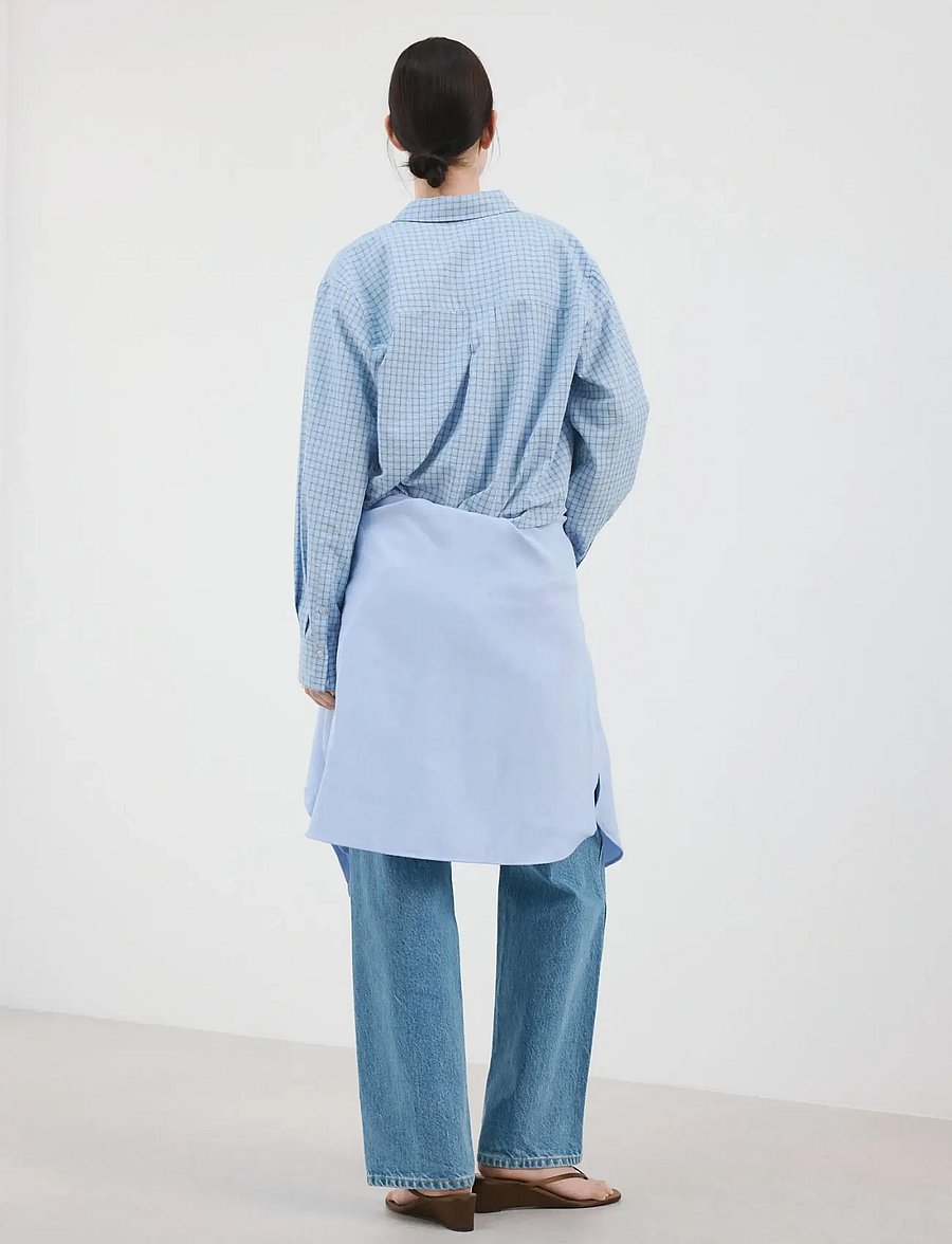 Mango - Straight checkered shirt - langærmede skjorter - lt-pastel blue - 2