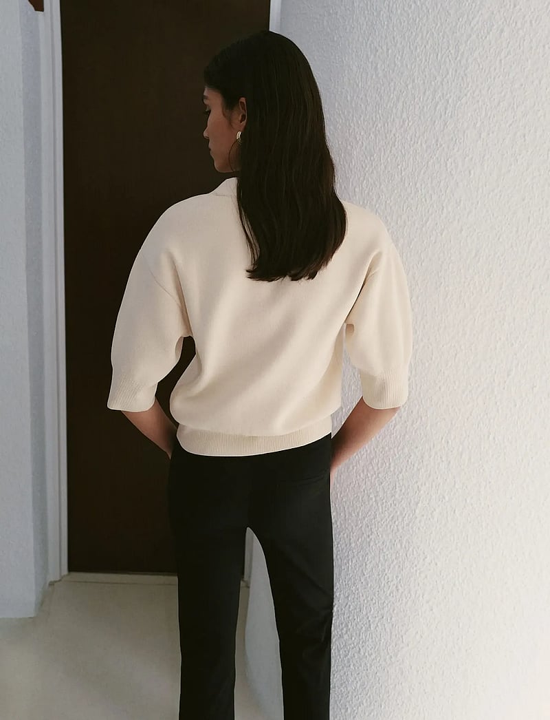 Mango - Knitted cardigan with jewel button - koftor - light beige - 2