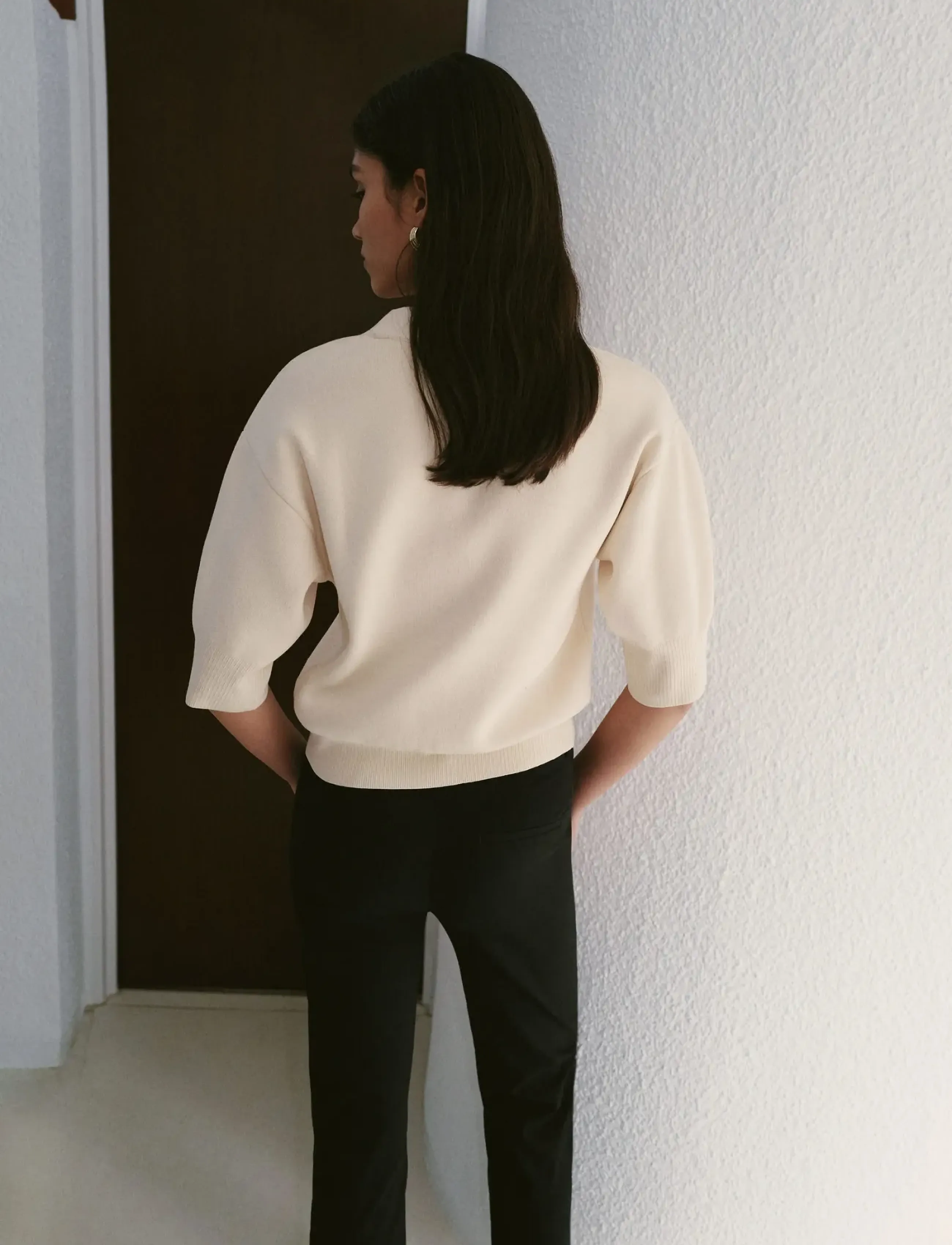 Mango - Knitted cardigan with jewel button - koftor - light beige - 2
