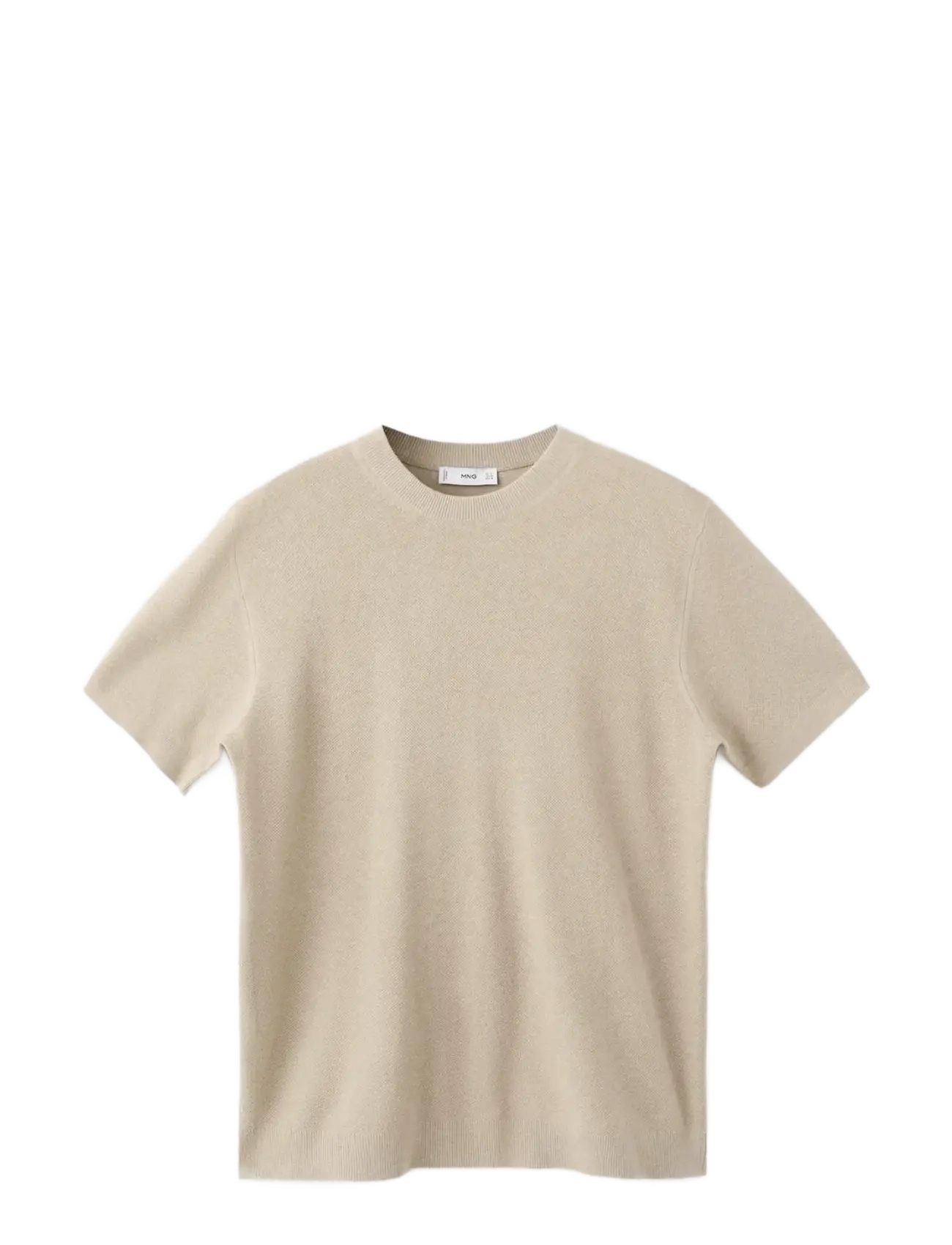 Mango Cotton fine-knit t-shirt - T-shirts - LIGHT BEIGE / beige