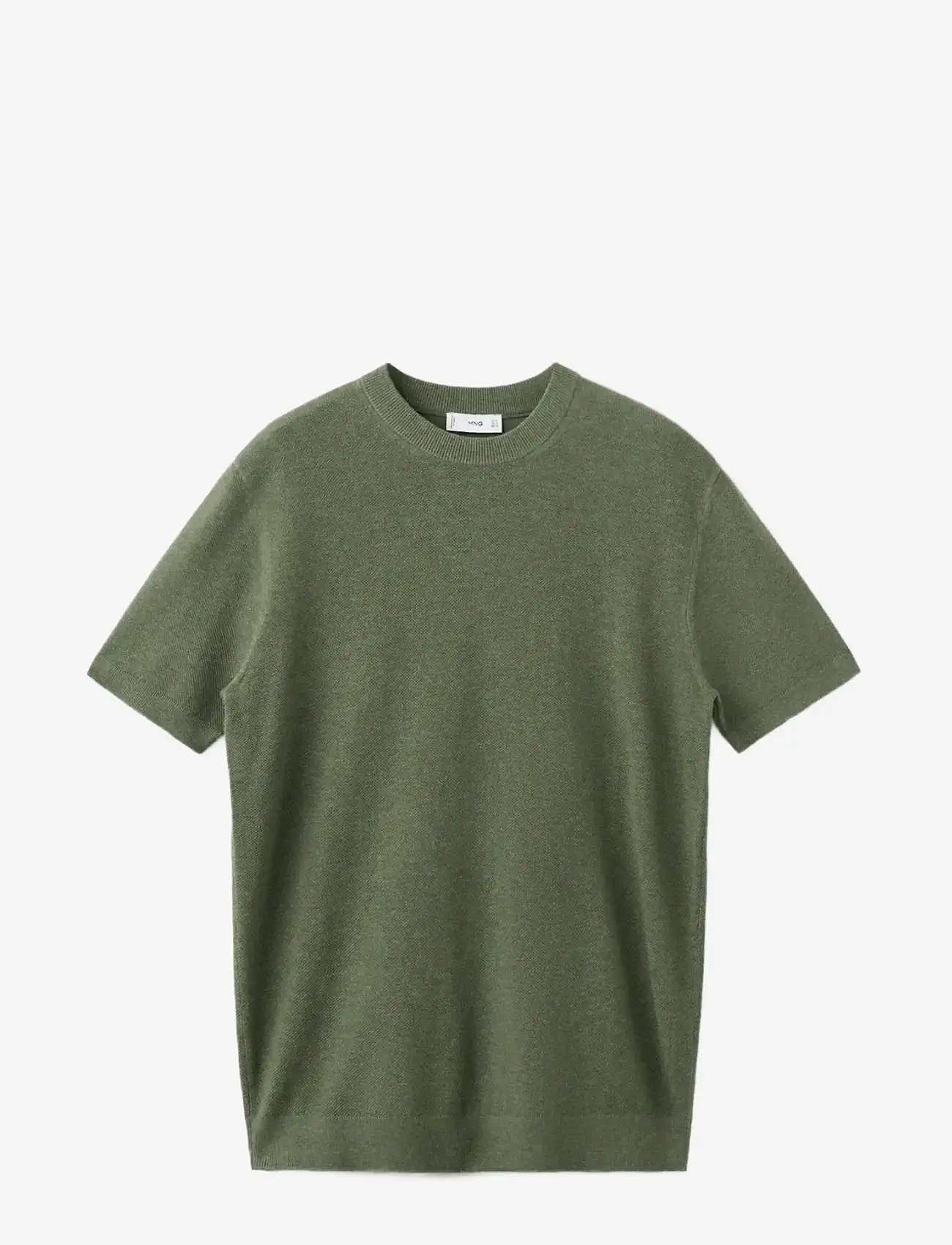 Mango - Cotton fine-knit t-shirt - kortærmede t-shirts - medium green - 1