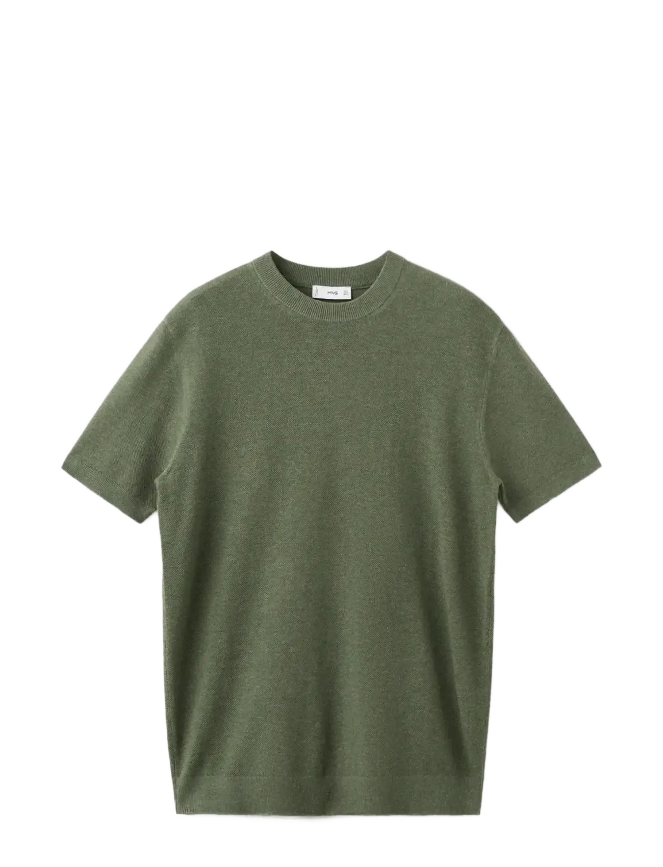 Mango Cotton fine-knit t-shirt - Kläder - MEDIUM GREEN / khaki/green