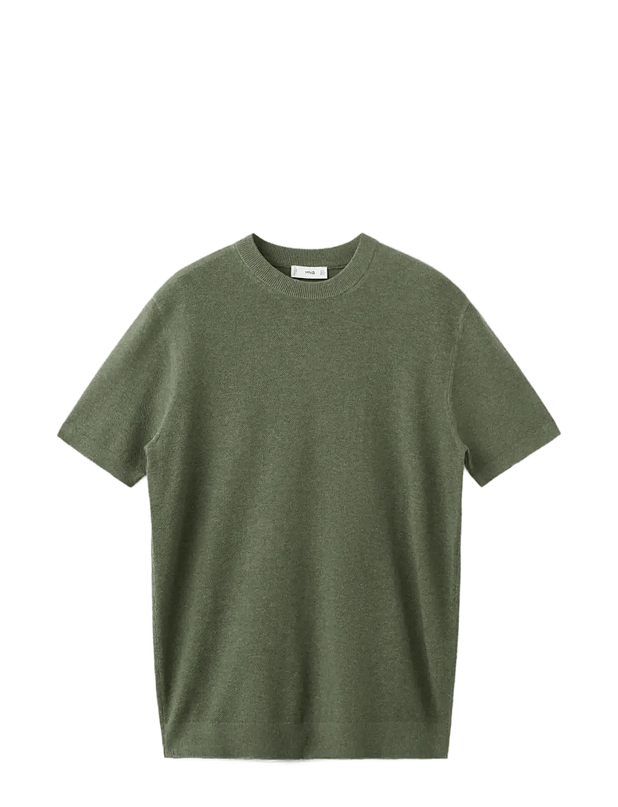 Mango - Cotton fine-knit t-shirt - kortærmede t-shirts - medium green - 1