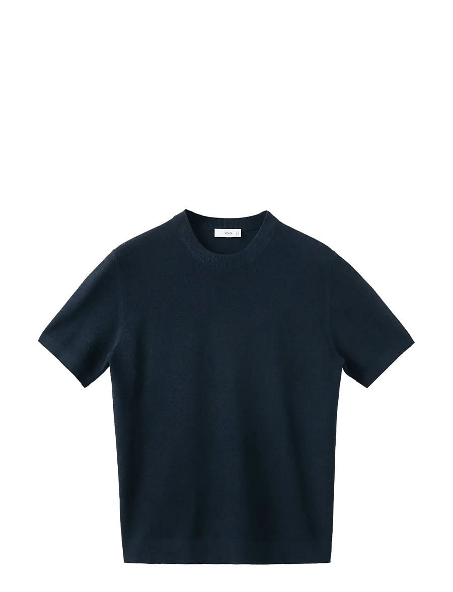 Mango - Cotton fine-knit t-shirt - kortärmade t-shirts - navy - 1