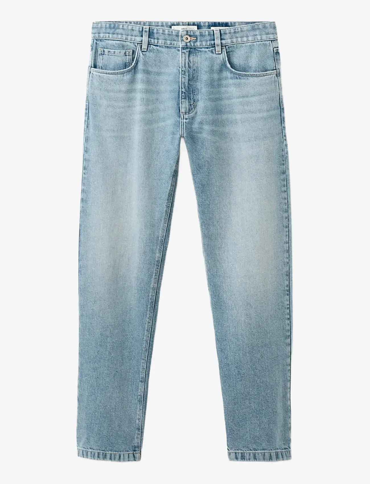 Mango - Straight fit cotton-linen jeans - bukser & jeans - open blue - 1