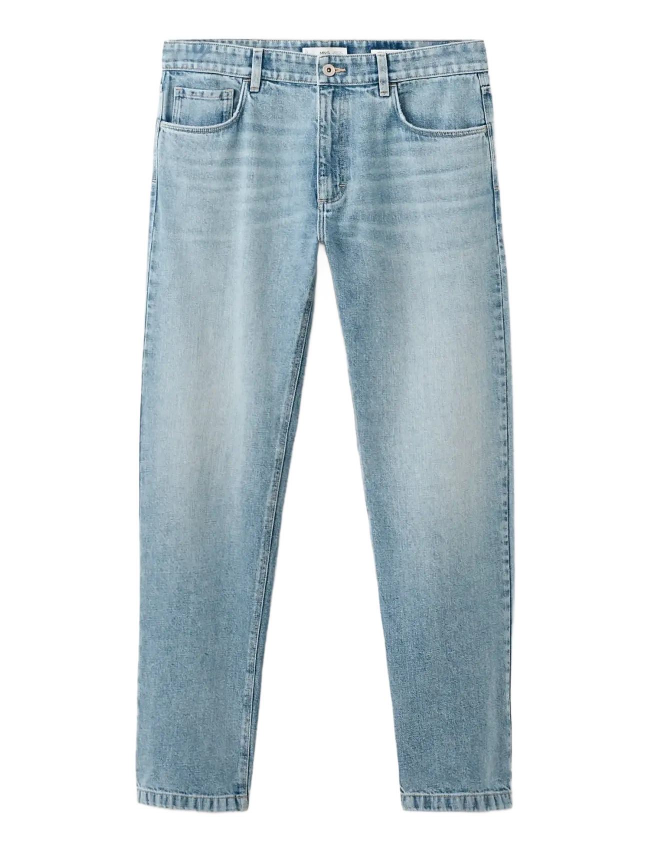 Mango Straight fit cotton-linen jeans - Kläder - OPEN BLUE / blue