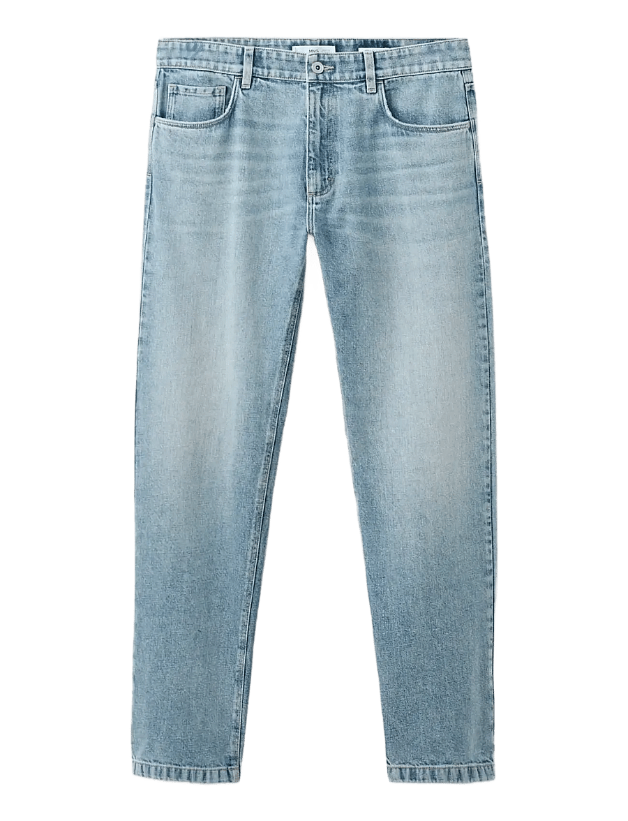 Mango - Straight fit cotton-linen jeans - regular jeans - open blue - 1