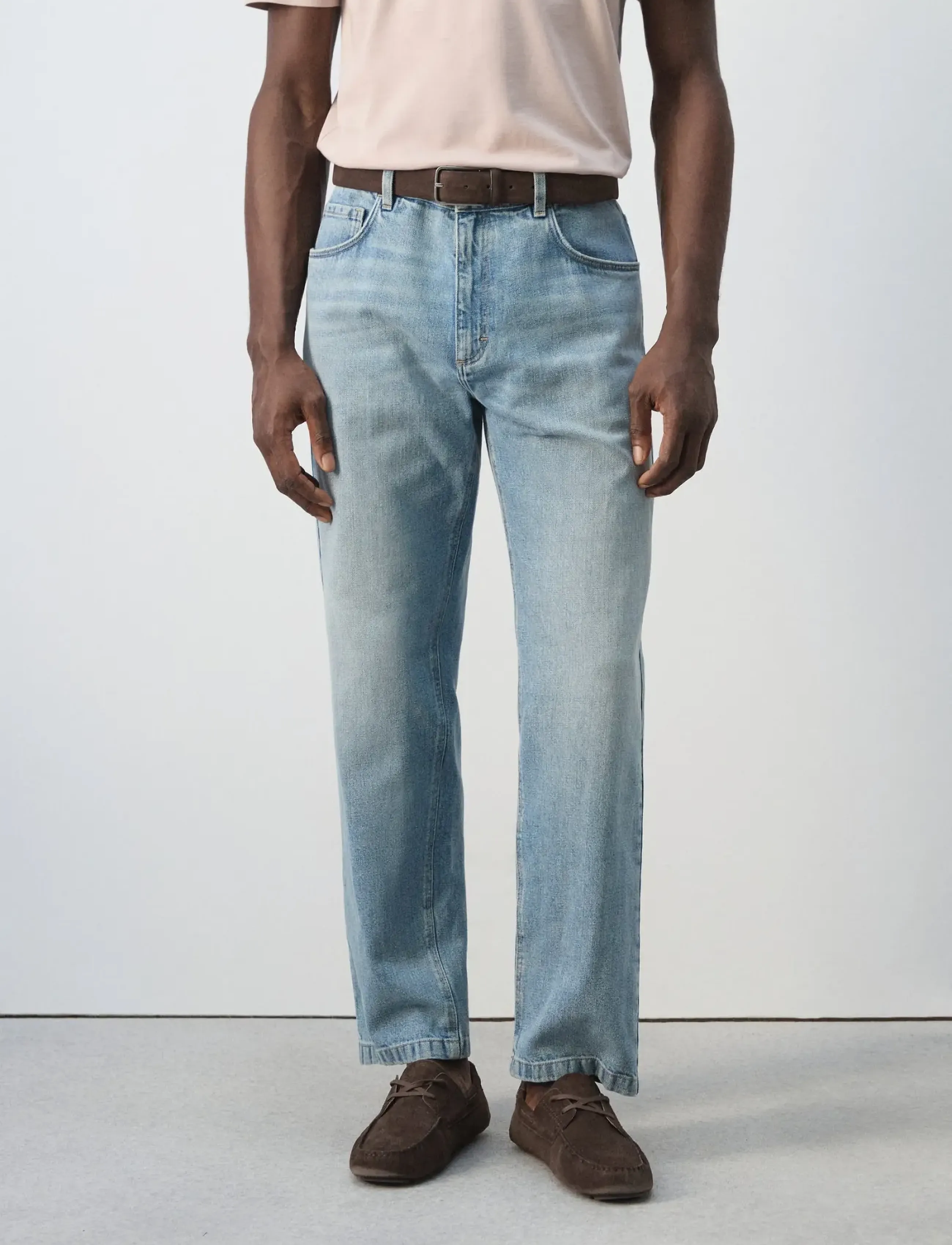 Mango Straight Fit Cotton-Linen Jeans, Mænd, Straight Fit Jeans, Blå, Str: 38